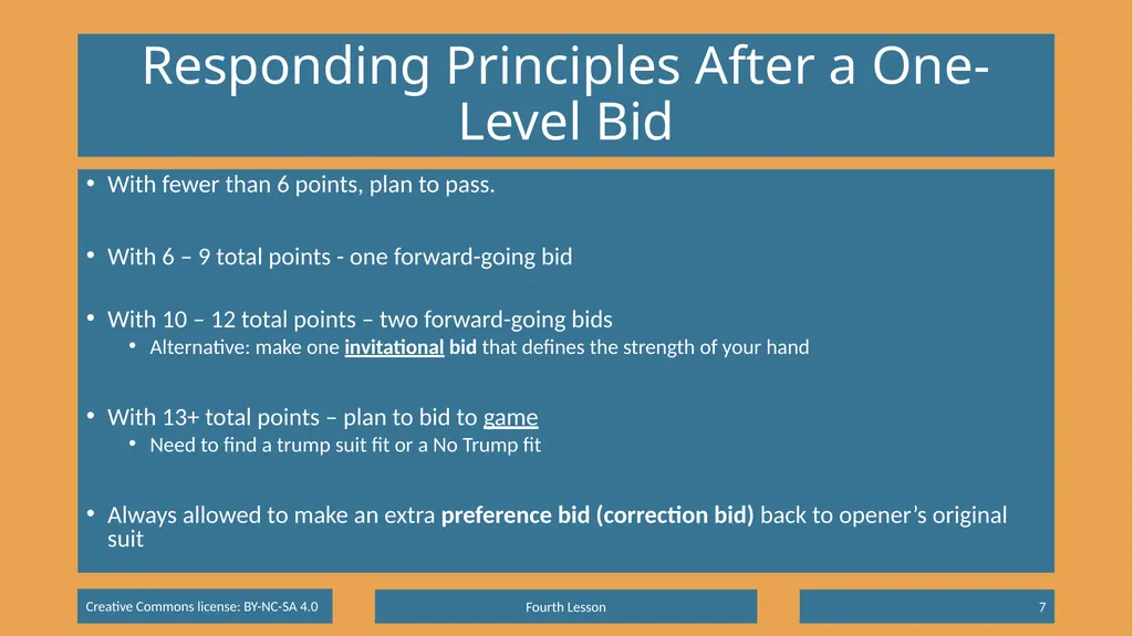 Basic Beginning Bridge Lesson 4 – Suit Responses & - slide 7 of 18