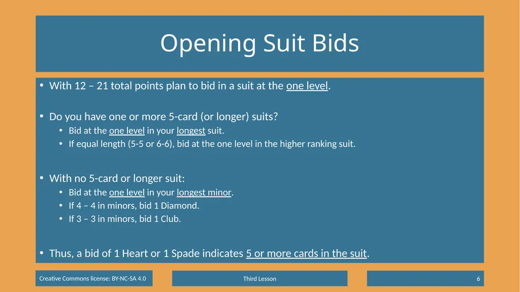 Basic Beginning Bridge Lesson 3 – Opening Suit - slide 6 of 13