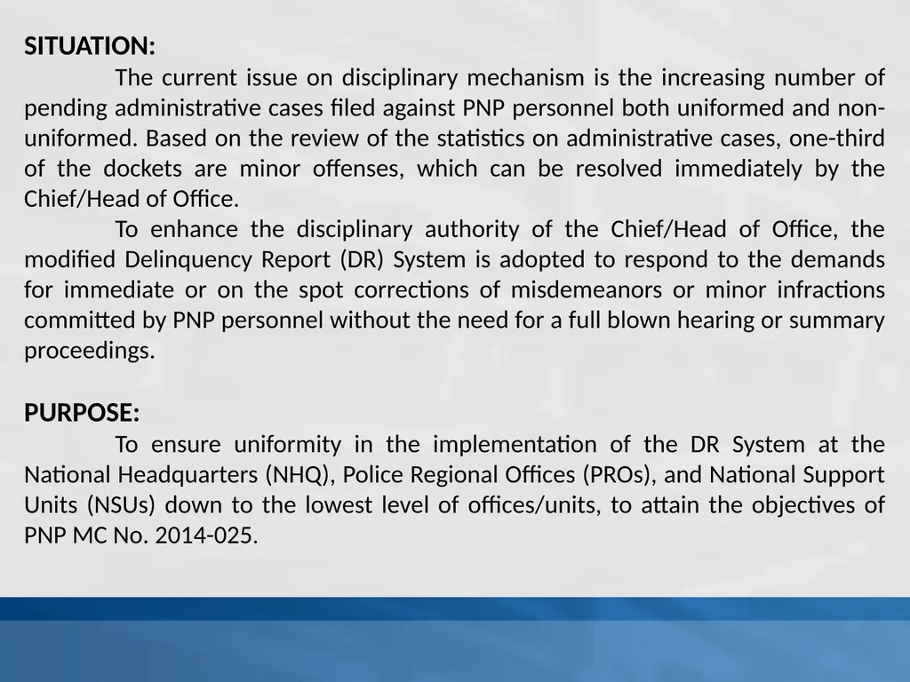SUPPLEMENTAL GUIDELINES ON THE DELINQUENCY REPORT - slide 3 of 26