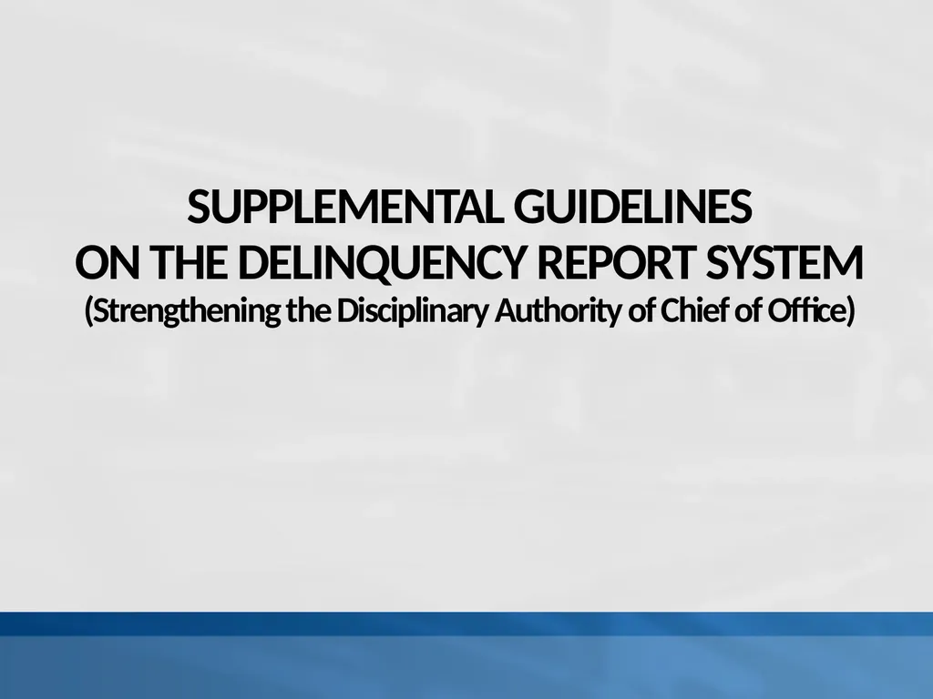 SUPPLEMENTAL GUIDELINES ON THE DELINQUENCY REPORT - slide 1 of 26