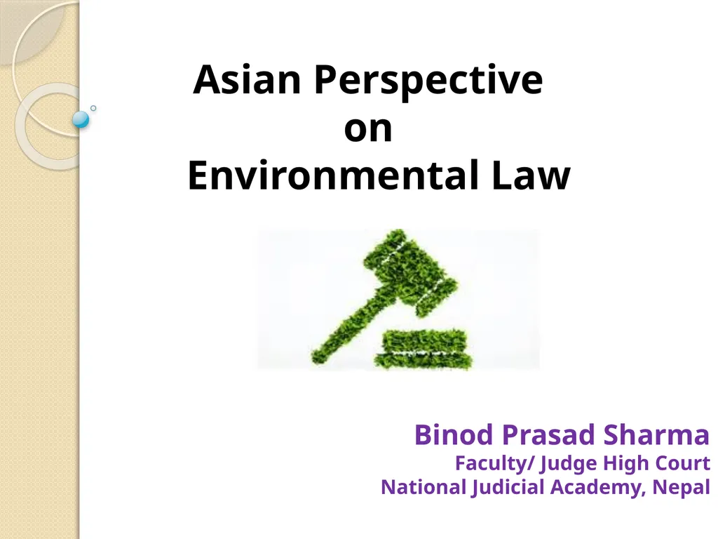 Asian Perspective on Environmental Law Binod