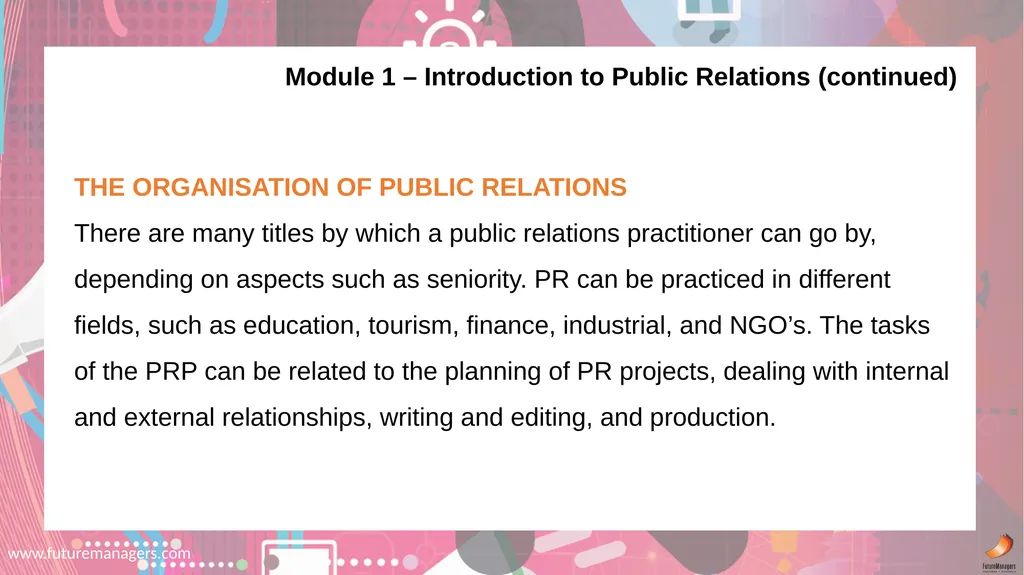 Public Relations N5 www.futuremanagers.com NATURE - slide 5 of 50