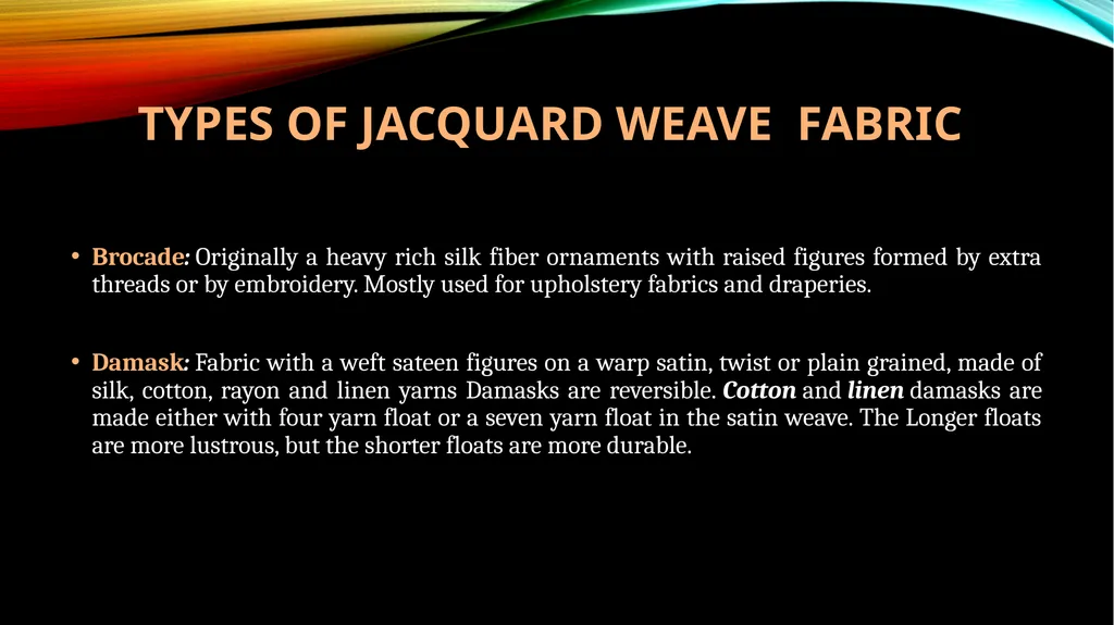 DIFFERENT Types OF WEAVES Subject : Basic Textiles - slide 13 of 18