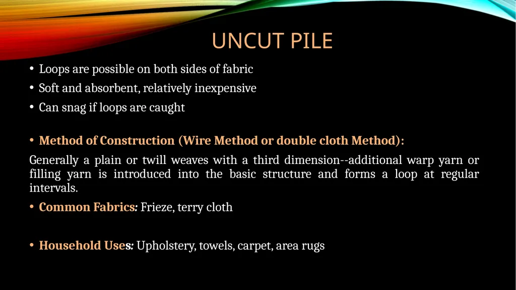 DIFFERENT Types OF WEAVES Subject : Basic Textiles - slide 16 of 18