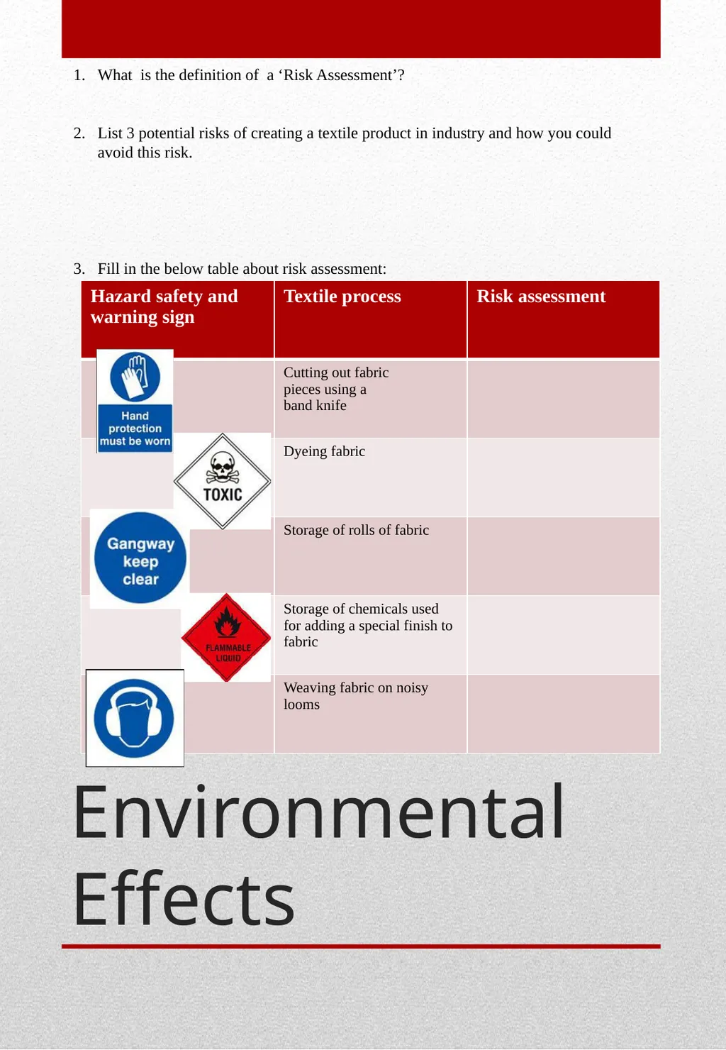 GCSE Textiles Technology THEORY BOOKLET Name: - slide 20 of 23