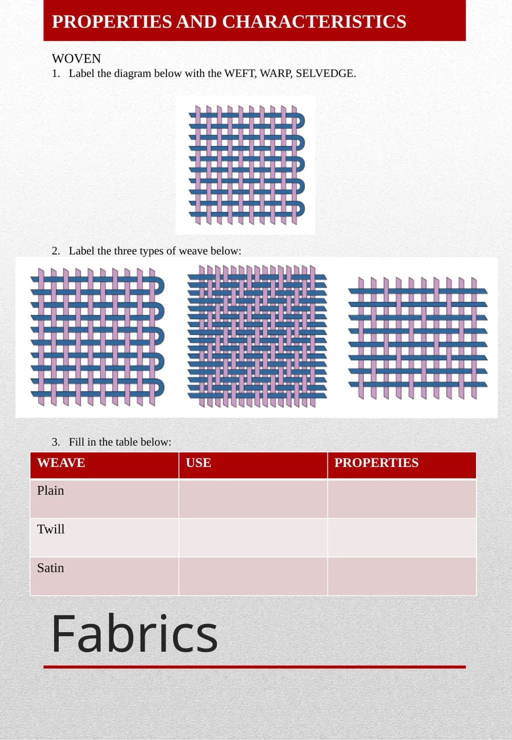 GCSE Textiles Technology THEORY BOOKLET Name: - slide 7 of 23