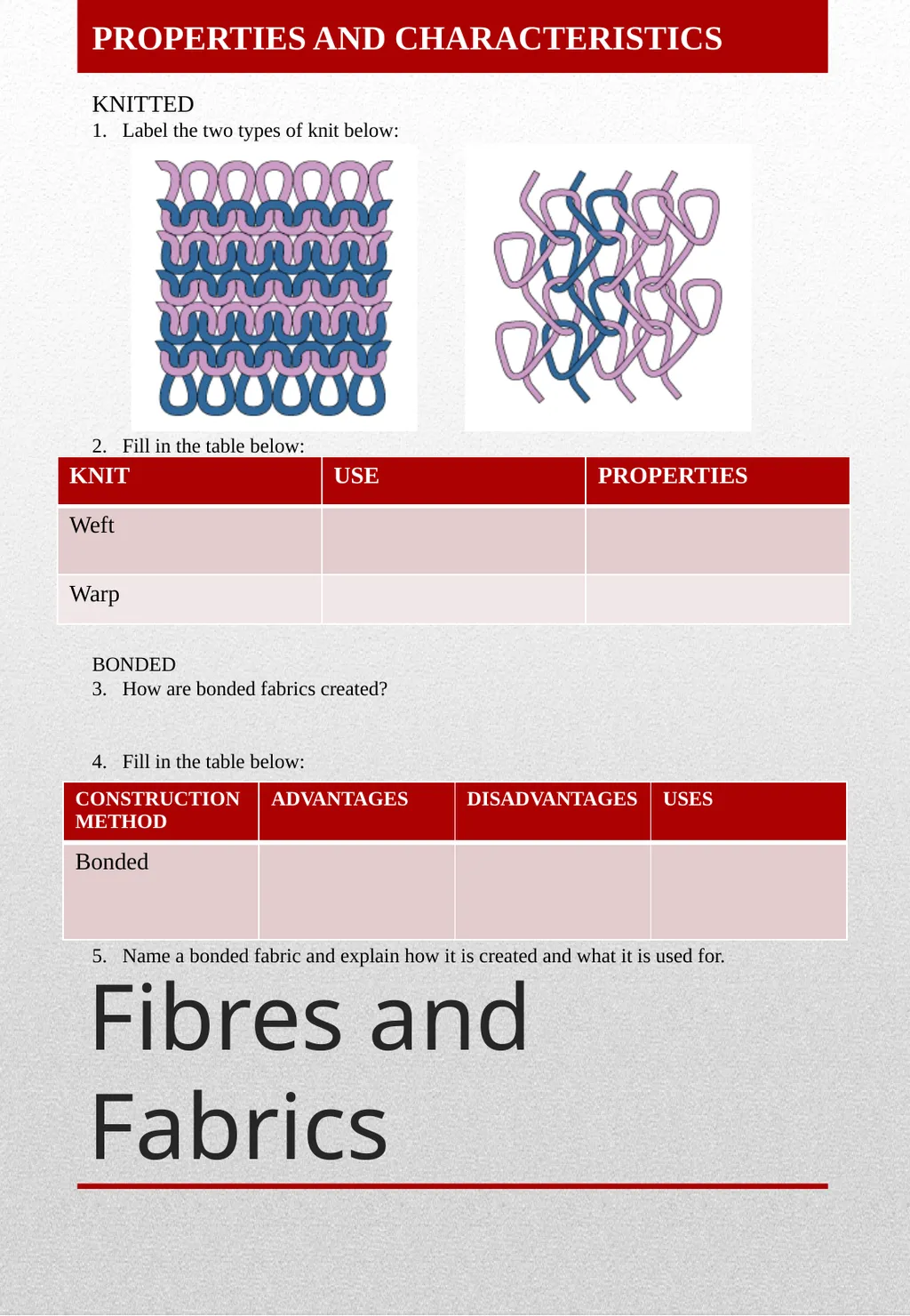 GCSE Textiles Technology THEORY BOOKLET Name: - slide 8 of 23