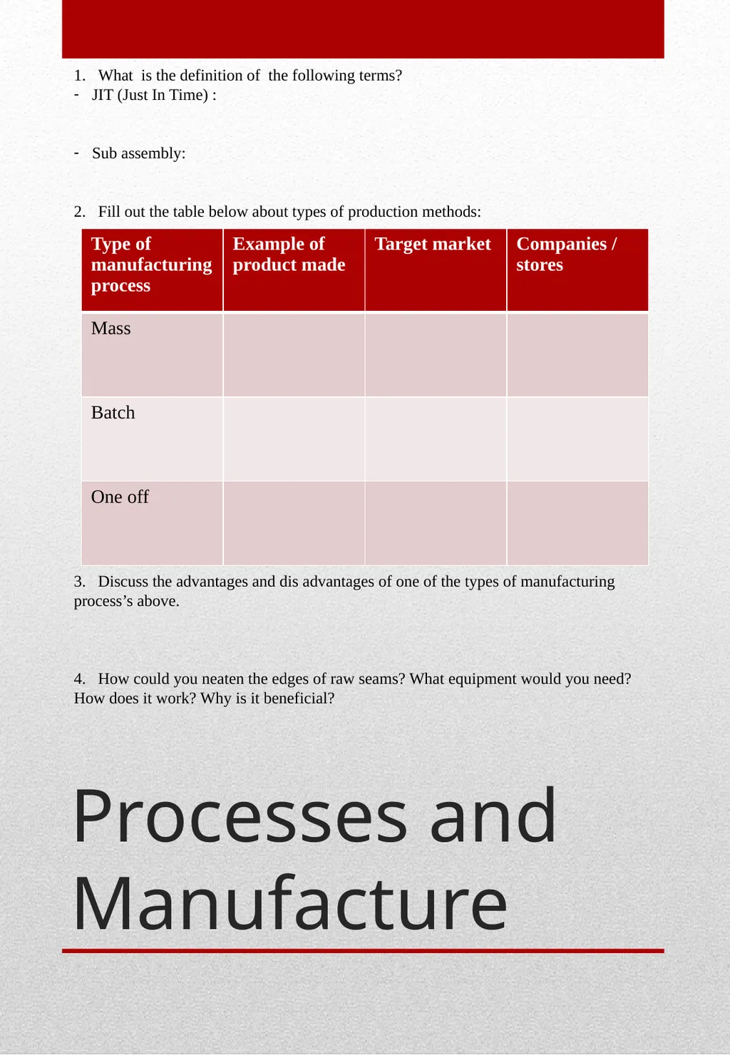 GCSE Textiles Technology THEORY BOOKLET Name: - slide 21 of 23
