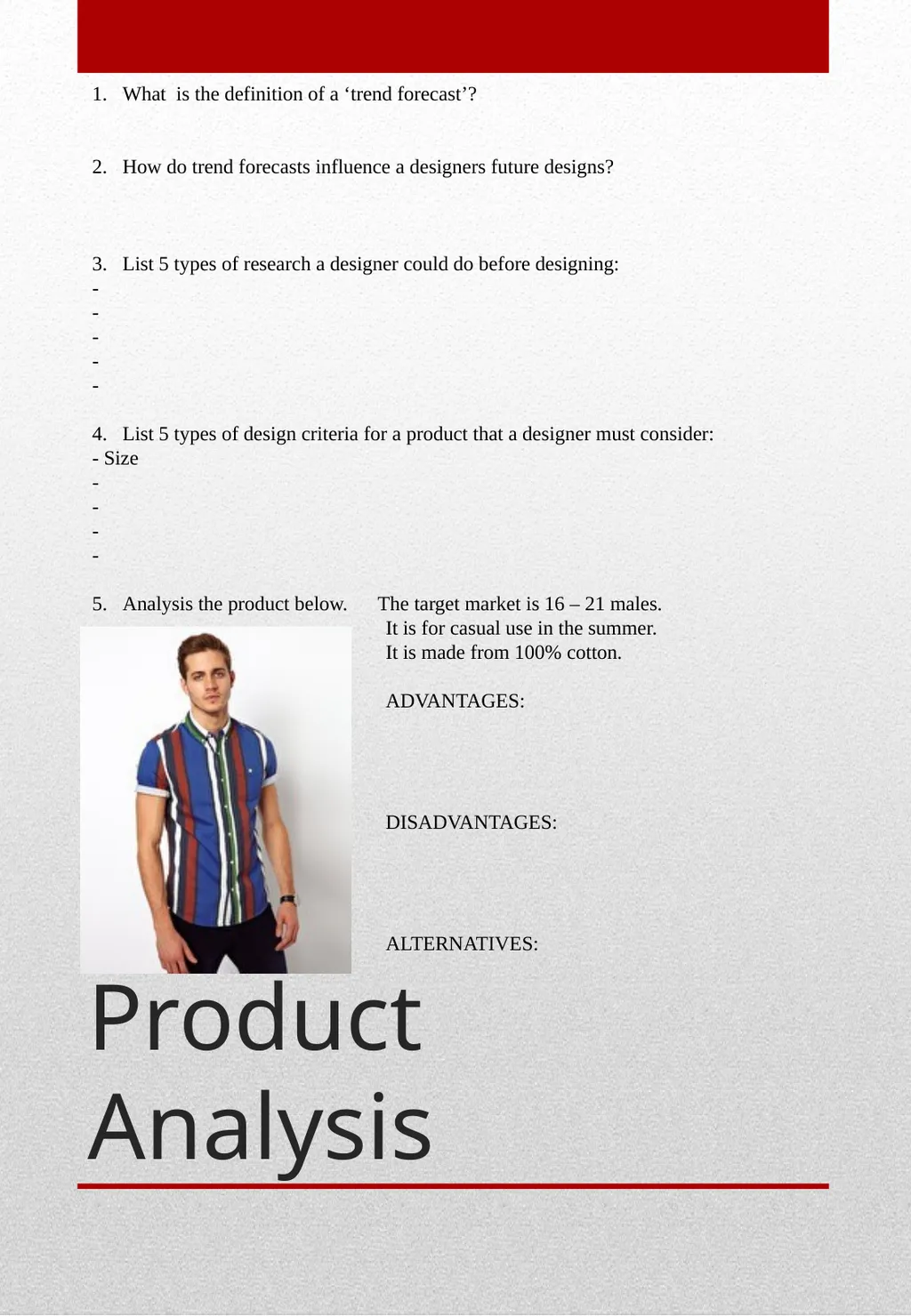 GCSE Textiles Technology THEORY BOOKLET Name: - slide 17 of 23