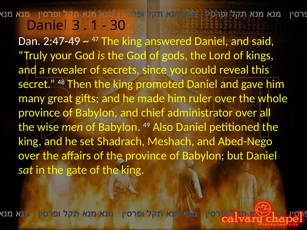 Daniel 3 . 1 - 30 A free CD of - slide 2 of 22