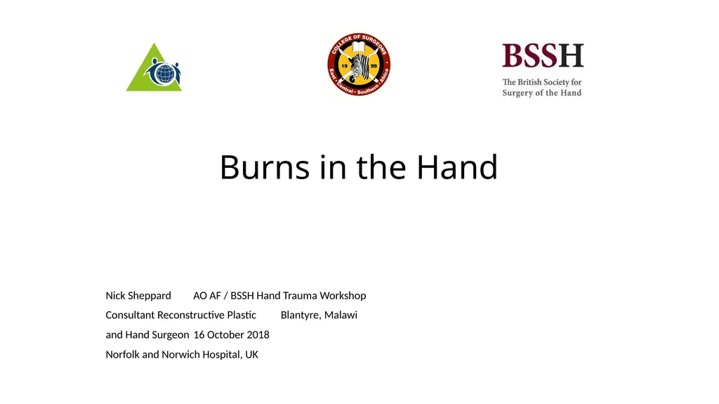 Burns in the Hand Nick Sheppard AO AF / BSSH - slide 1 of 25