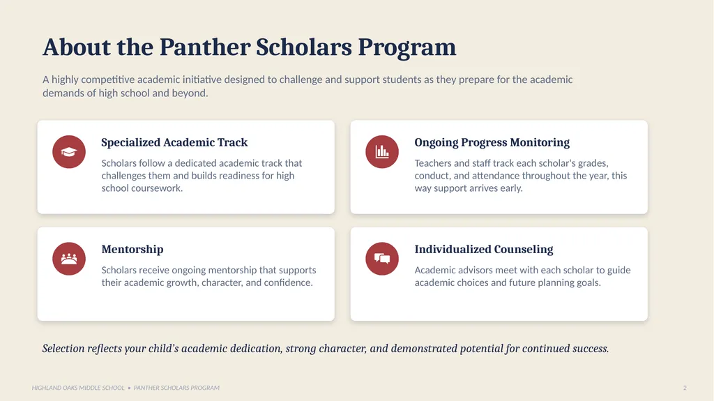 HIGHLAND OAKS MIDDLE SCHOOL Welcome, Panther - slide 3 of 15