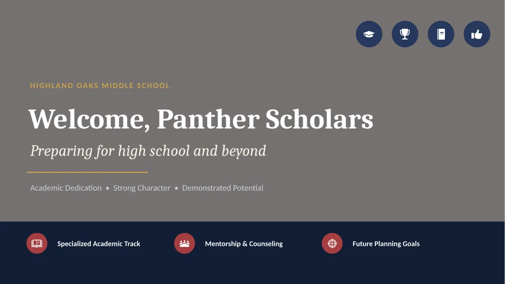 HIGHLAND OAKS MIDDLE SCHOOL Welcome, Panther - slide 2 of 15