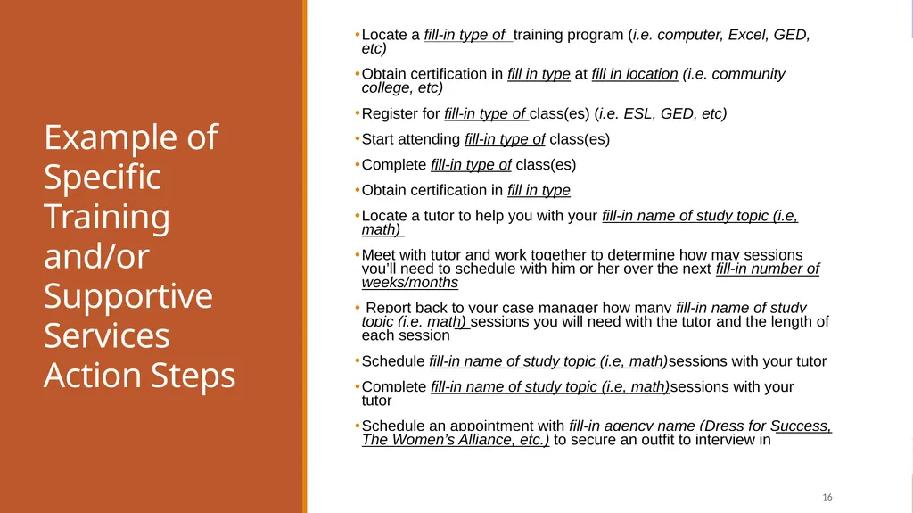 Individual Employment Plans and Case Management - slide 16 of 22
