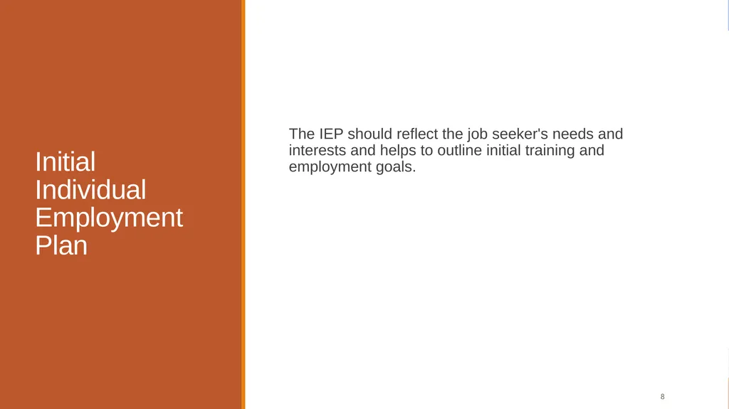 Individual Employment Plans and Case Management - slide 8 of 22