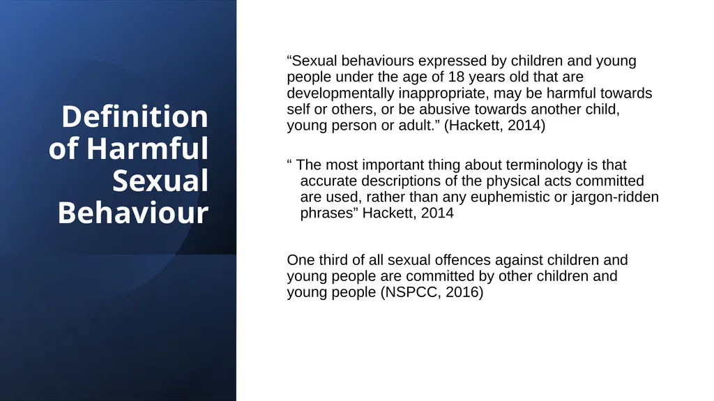 HSB- Harmful Sexual Behaviour Janet Mulvihill - slide 5 of 30
