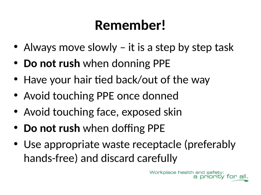 Donning & Doffing Personal Protective Equipment - slide 14 of 25