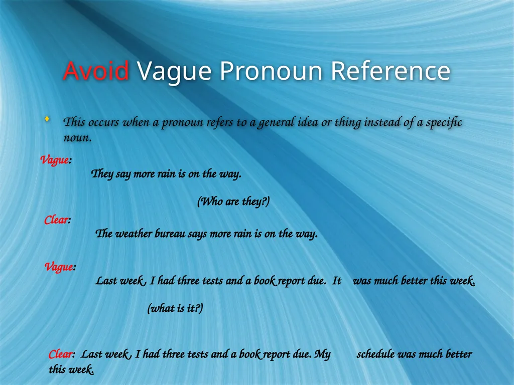 Ambiguous and Vague Pronoun Reference What the - slide 4 of 5