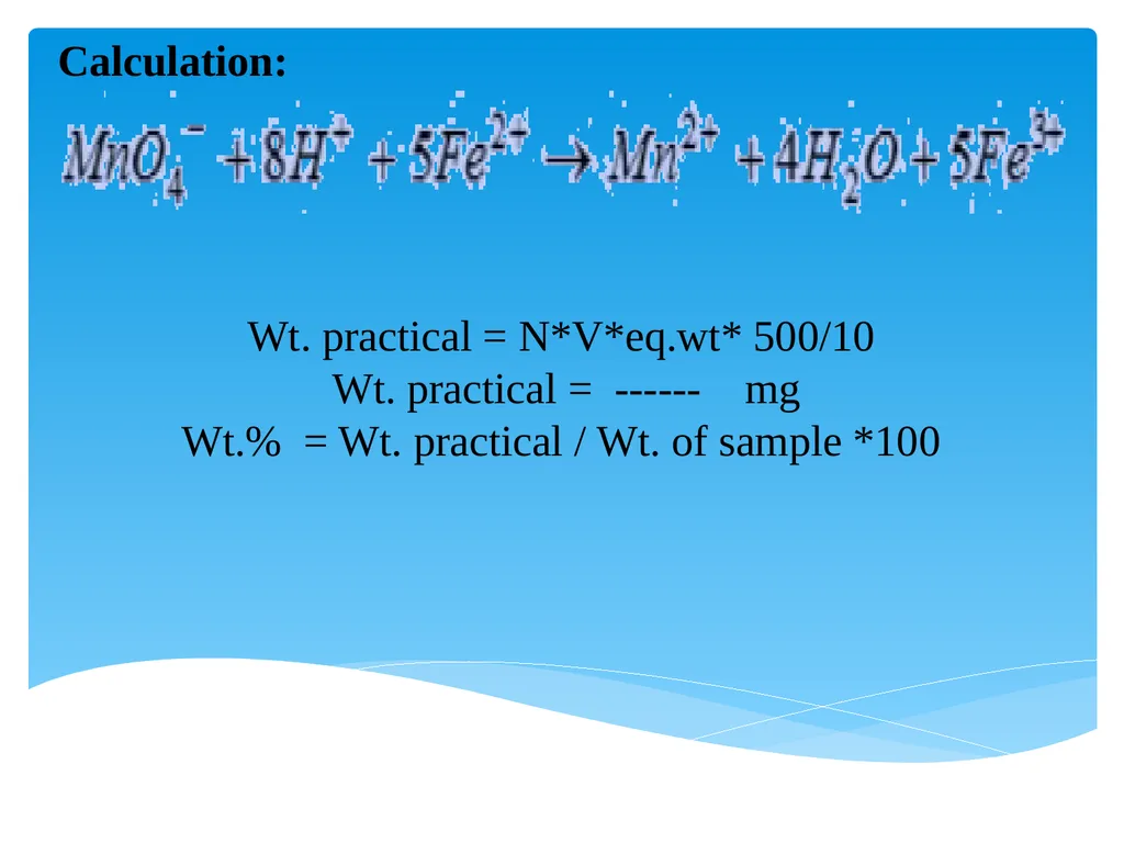 Oxidation-Reduction Titrations Redox Titration - slide 7 of 9