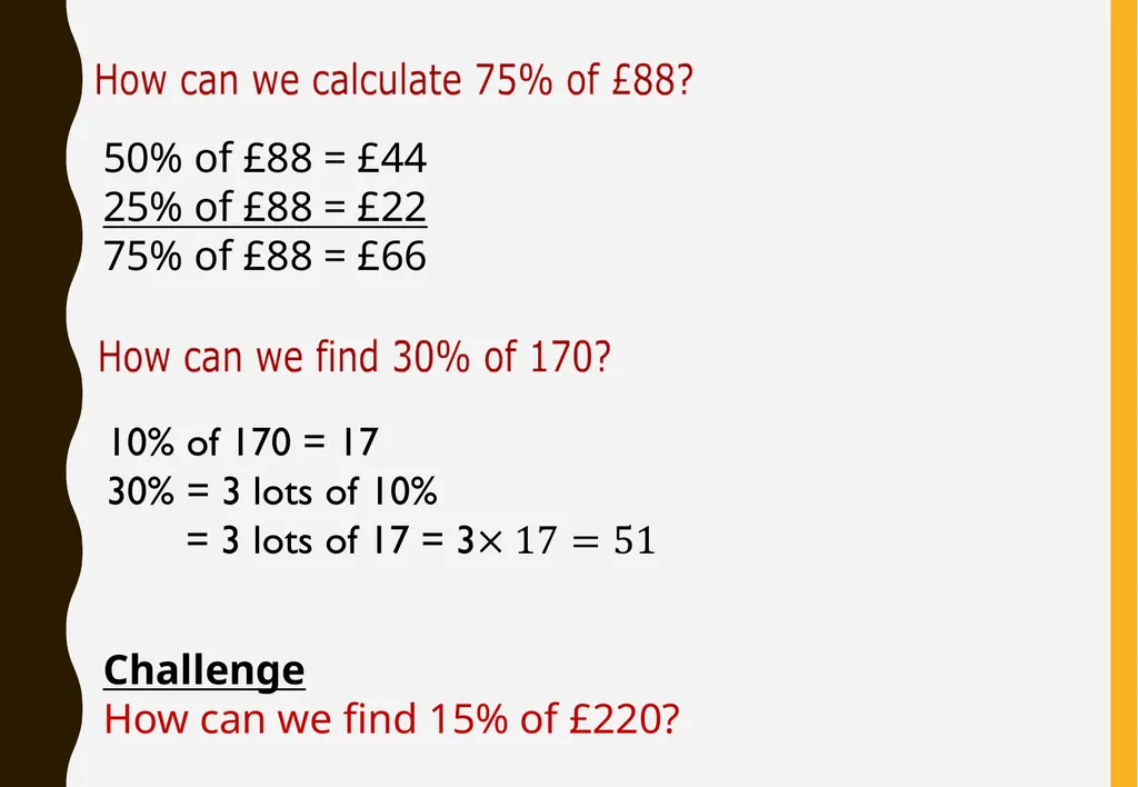 Percentages of amounts Functional Mathematics - slide 8 of 11