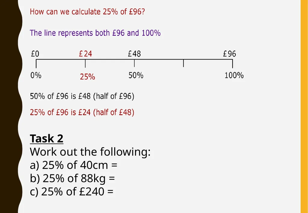Percentages of amounts Functional Mathematics - slide 5 of 11
