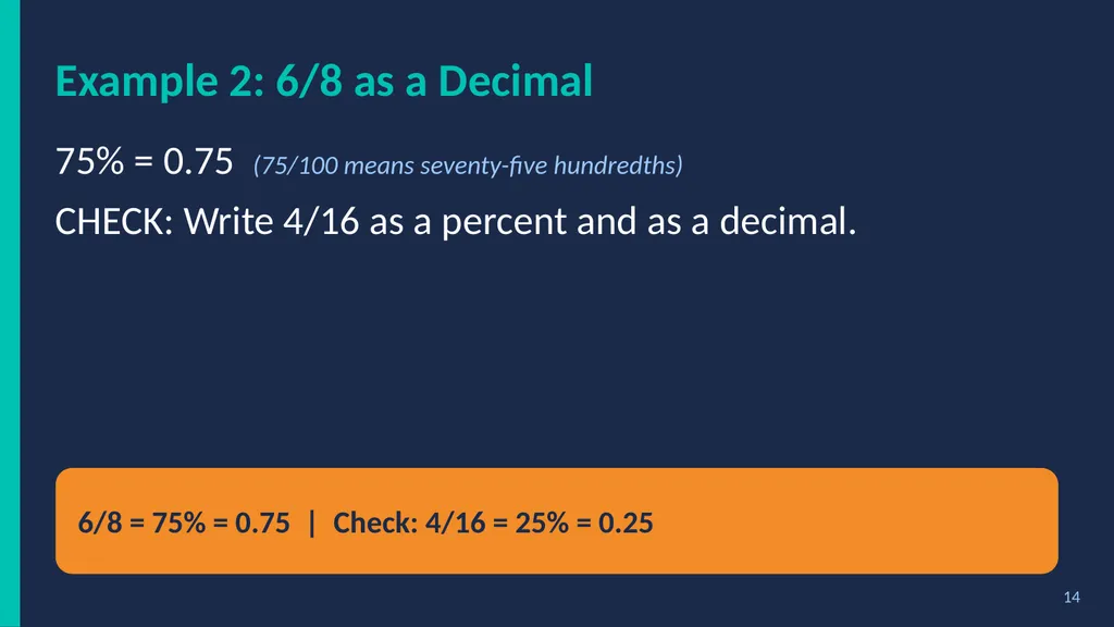% Percent Power! Fractions, Decimals & Percents - slide 14 of 23