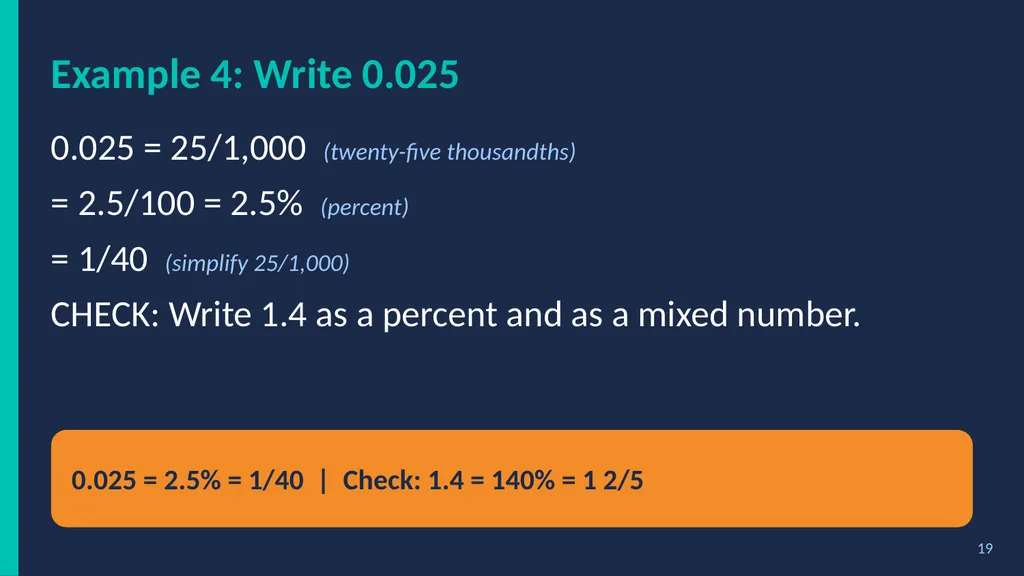 % Percent Power! Fractions, Decimals & Percents - slide 19 of 23