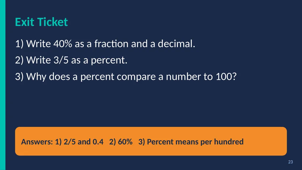 % Percent Power! Fractions, Decimals & Percents - slide 23 of 23