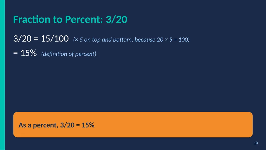 % Percent Power! Fractions, Decimals & Percents - slide 10 of 23