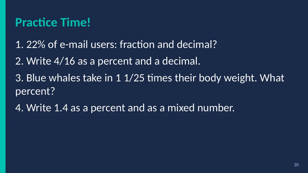 % Percent Power! Fractions, Decimals & Percents - slide 20 of 23