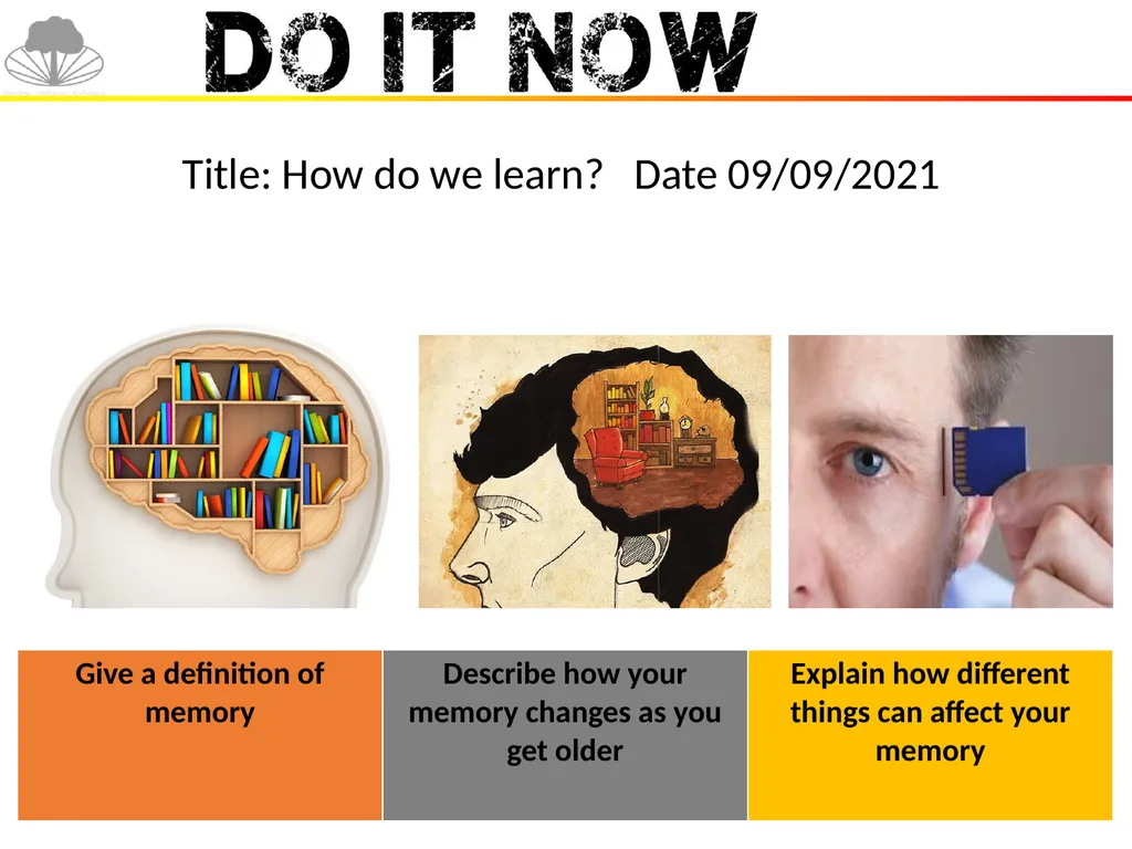 Title: How do we learn? Date 09/09/2021 Today’s - slide 1 of 12