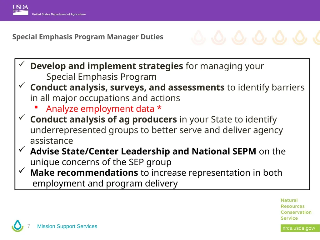 Special Emphasis Program Manager (SEPM) Training - slide 7 of 48