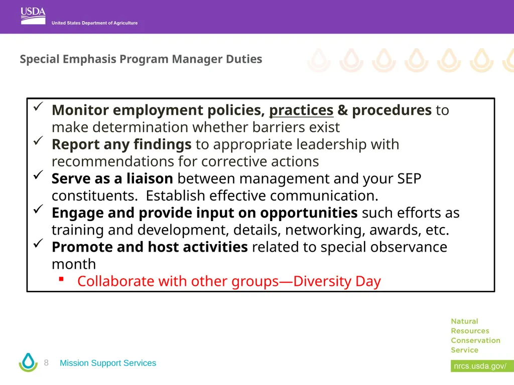 Special Emphasis Program Manager (SEPM) Training - slide 8 of 48