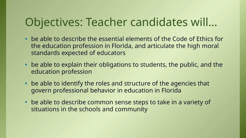 The Florida Code of Ethics and Principles of - slide 2 of 37