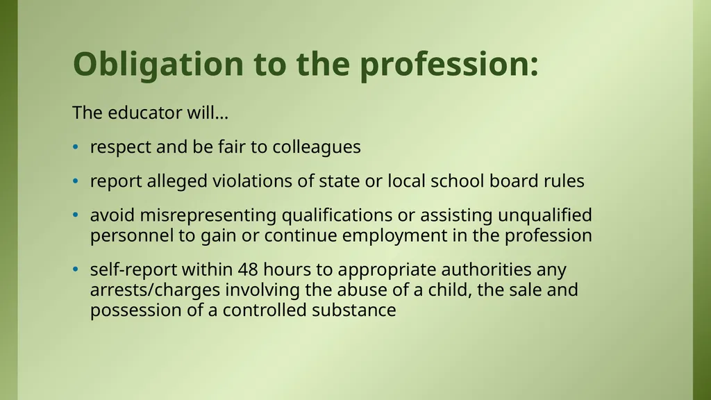 The Florida Code of Ethics and Principles of - slide 11 of 37