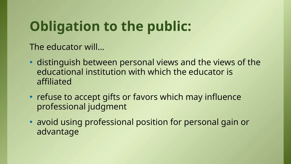 The Florida Code of Ethics and Principles of - slide 9 of 37