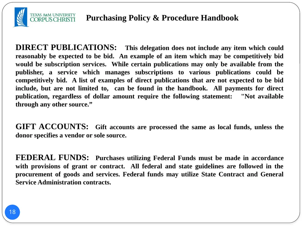 POLICY AND PROCEDURES HANDBOOK TEXAS A&M - slide 18 of 65