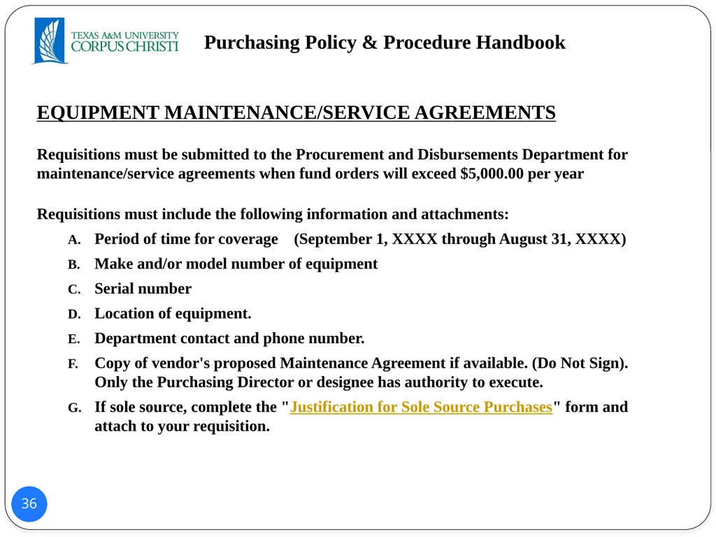 POLICY AND PROCEDURES HANDBOOK TEXAS A&M - slide 36 of 65