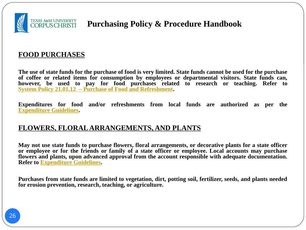 POLICY AND PROCEDURES HANDBOOK TEXAS A&M - slide 26 of 65