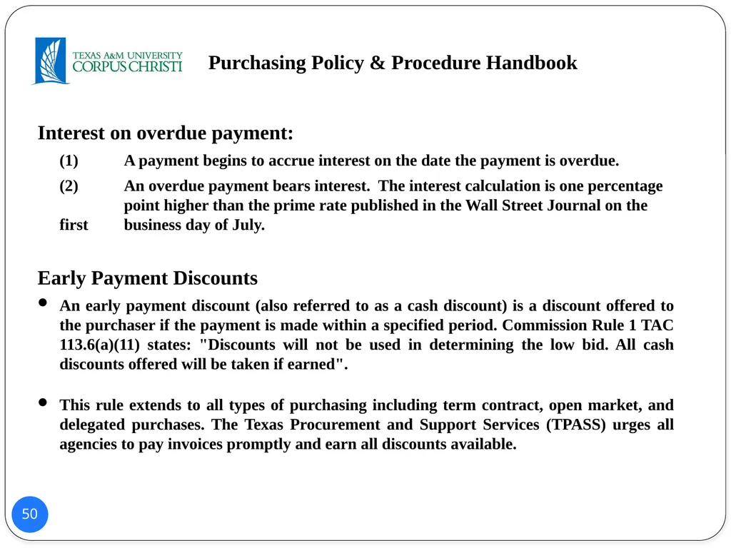 POLICY AND PROCEDURES HANDBOOK TEXAS A&M - slide 50 of 65