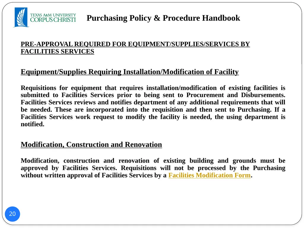 POLICY AND PROCEDURES HANDBOOK TEXAS A&M - slide 20 of 65