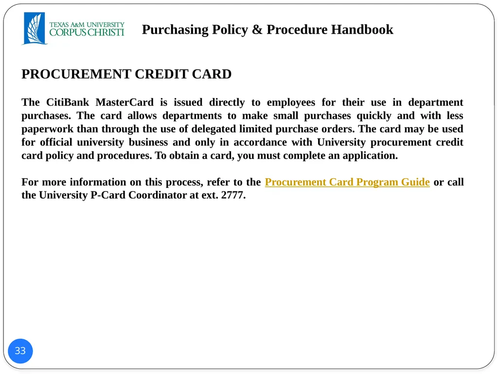POLICY AND PROCEDURES HANDBOOK TEXAS A&M - slide 33 of 65