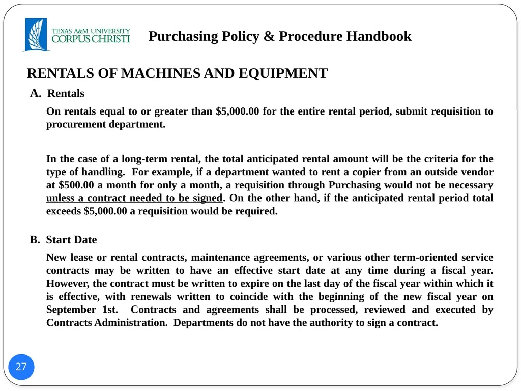POLICY AND PROCEDURES HANDBOOK TEXAS A&M - slide 27 of 65
