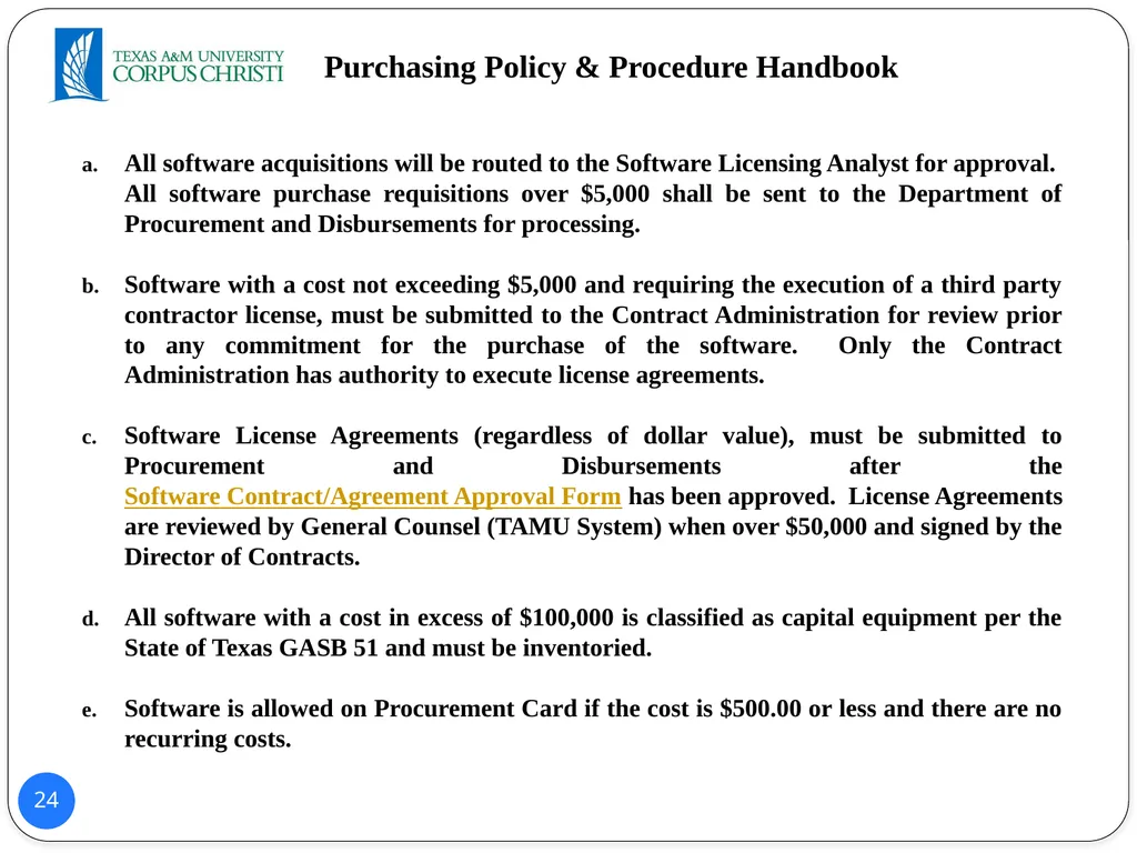 POLICY AND PROCEDURES HANDBOOK TEXAS A&M - slide 24 of 65