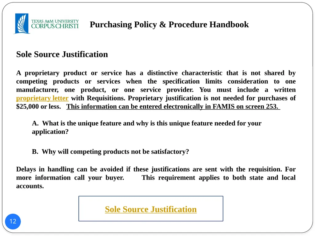 POLICY AND PROCEDURES HANDBOOK TEXAS A&M - slide 12 of 65