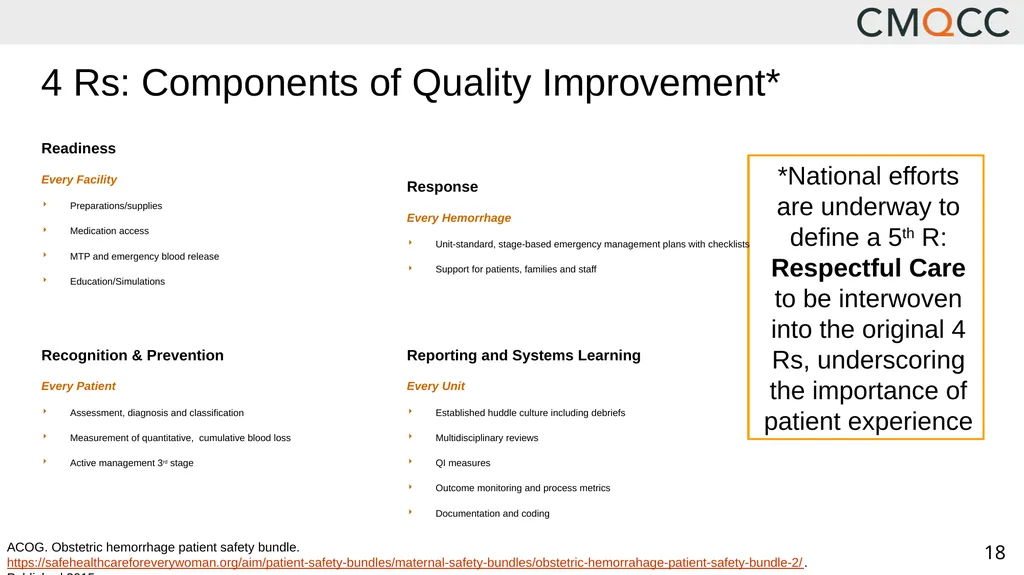 Improving Health Care Response to Obstetric - slide 18 of 70