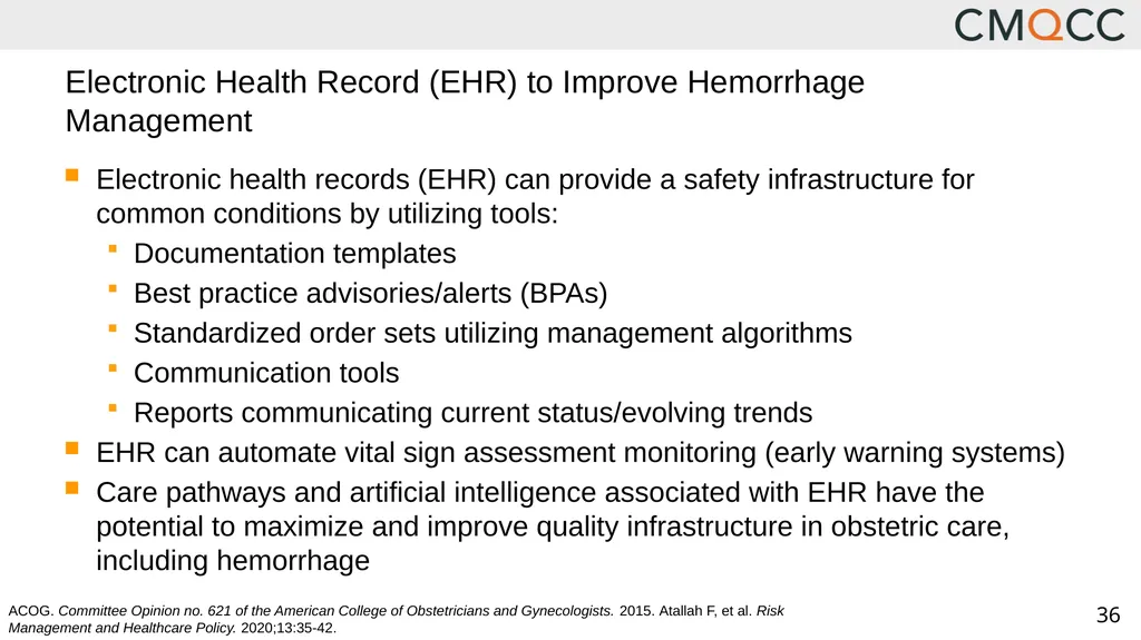 Improving Health Care Response to Obstetric - slide 36 of 70