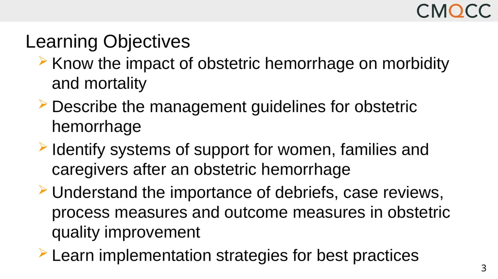 Improving Health Care Response to Obstetric - slide 3 of 70