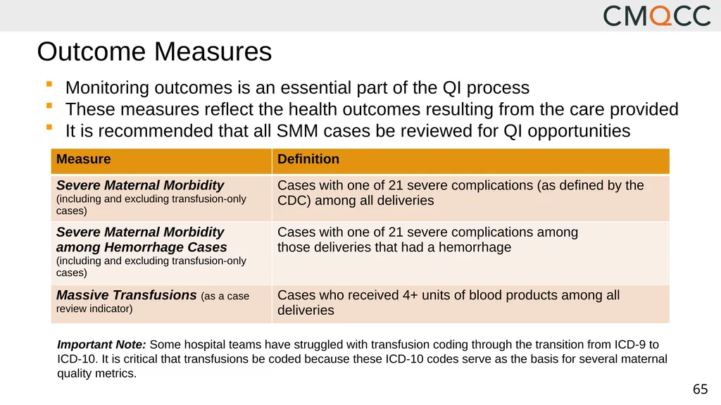 Improving Health Care Response to Obstetric - slide 65 of 70