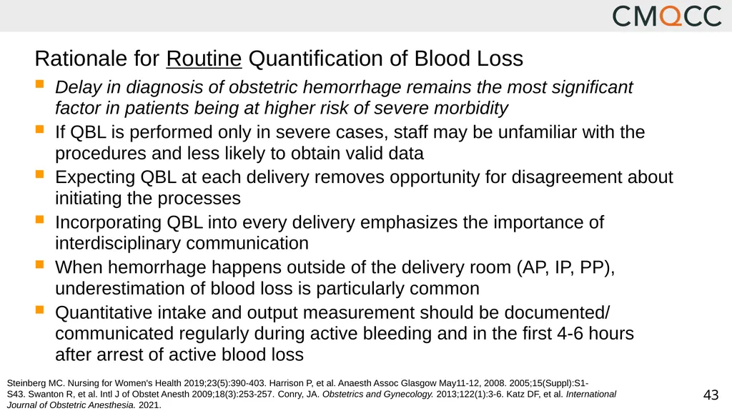Improving Health Care Response to Obstetric - slide 43 of 70